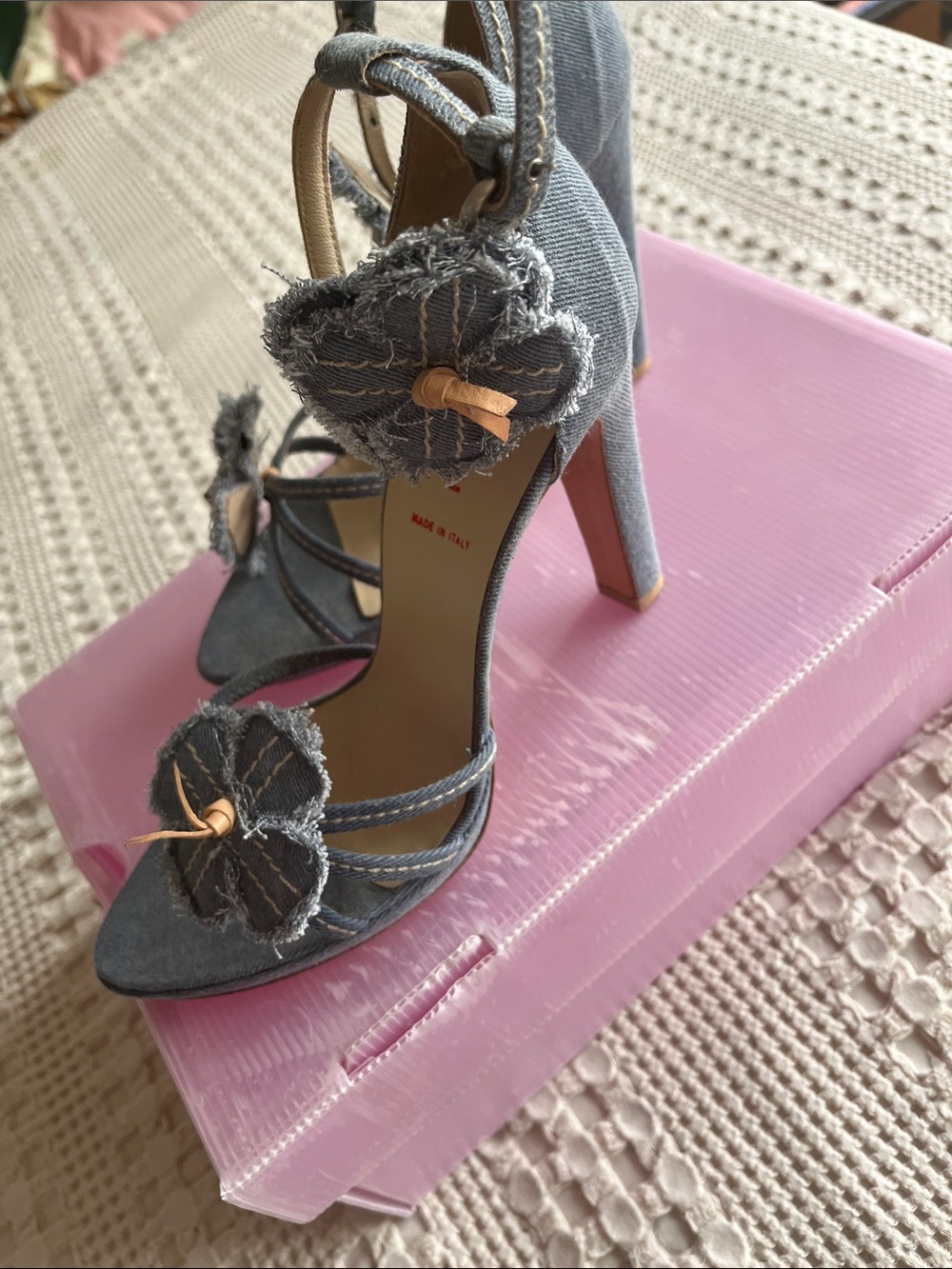 Miu Miu high heel denim sandals - Picture 2 of 2